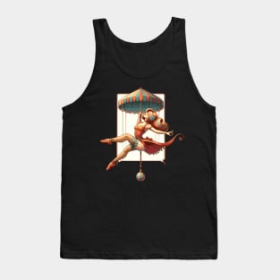 Circus girl give show on flying trapeze Tank Top